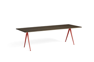 Pyramid Table 01/02-Tafels-HAY APS-H74 x L250 x B85 cm-Smoked Solid Oak-Tomato Red-Buro International