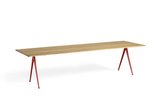 Pyramid Table 01/02-Tafels-HAY APS-H74 x L300 x B85 cm-Clear Solid Oak-Tomato Red-Buro International