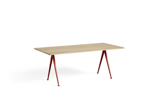 Pyramid Table 01/02-Tafels-HAY APS-H74 x L190 x B85 cm-Matt Solid Oak-Tomato Red-Buro International