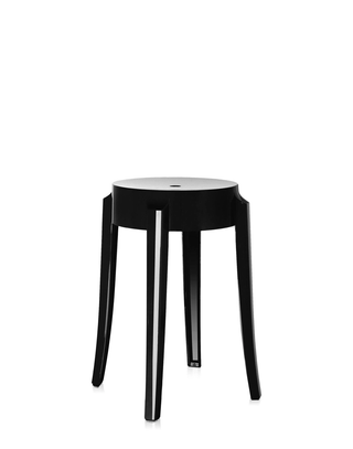 Charles Ghost Stool-Barstoelen-KARTELL S.P.A.-46 cm-Glossy Black-Buro International