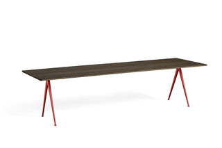 Pyramid Table 01/02-Tafels-HAY APS-H74 x L300 x B85 cm-Smoked Solid Oak-Tomato Red-Buro International