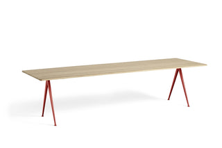 Pyramid Table 01/02-Tafels-HAY APS-H74 x L300 x B85 cm-Matt Solid Oak-Tomato Red-Buro International