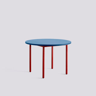 Two-Colour Table-Tafels-HAY APS-Ø105 x 74 cm-Blue-Maroon Red-Buro International