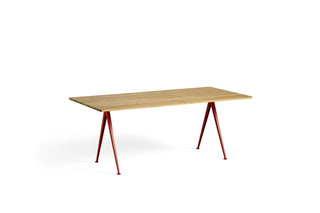 Pyramid Table 01/02-Tafels-HAY APS-H74 x L190 x B85 cm-Clear Solid Oak-Tomato Red-Buro International