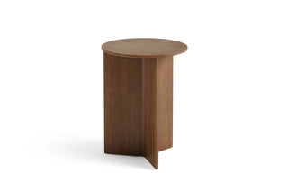 Slit Table Wood-Bijzettafels-HAY APS-Walnut water based lacquered oak-Round High-Buro International