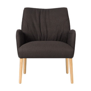 Fauteuil Mobitec Enora C0112 en tissu anthracite, pieds en chêne, vue de face