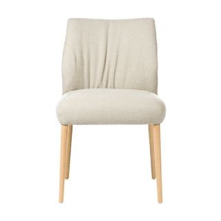 Mobitec Enora C0410 chair in ecru fabric with oak legs, front view