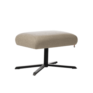 Repose-pieds Mobitec Enora C0810 en tissu taupe sur piètement étoile noir, vue de trois quarts