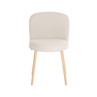 Chaise Mobitec Neo C0150 en bouclette écrue, pieds en chêne, vue de face