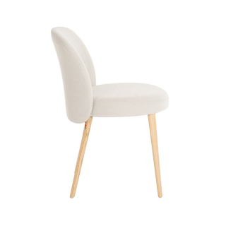 Chaise Mobitec Neo C0150 en bouclette écrue, pieds en chêne, vue de profil