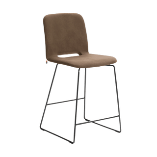 Tabouret de bar Mobitec Pamp C1510 en tissu brun, vue de trois quarts