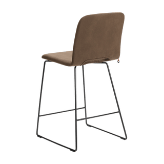 Tabouret de bar Mobitec Pamp C1510 en tissu brun, vue de trois quarts arrière