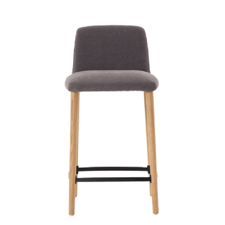 Tabouret de bar Mobitec Rob C0510 en tissu anthracite, pieds en chêne, vue de face