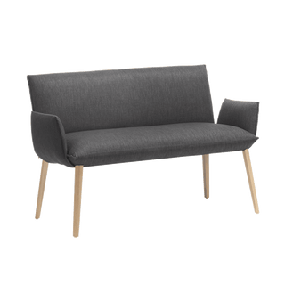 Banquette Mobitec Soft B2212 en tissu anthracite, pieds en bois, vue de trois quarts