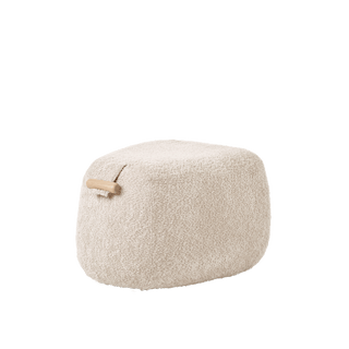 Pouf Mobitec Thalia R0710 en bouclette écrue, vue de profil