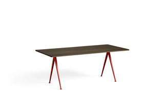 Pyramid Table 01/02-Tafels-HAY APS-H74 x L190 x B85 cm-Smoked Solid Oak-Tomato Red-Buro International