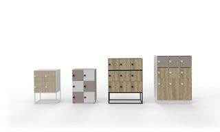 Buronomic Locker Eko lockers in different sizes and finishes side by side