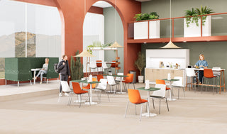 Buronomic Oasys coffee point of 240 cm with arch in wire oak and white