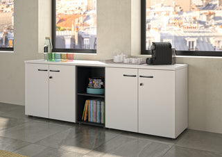 Combinaison Buronomic Quietude blanche H72 avec colonne ouverte noire sous la fenêtre