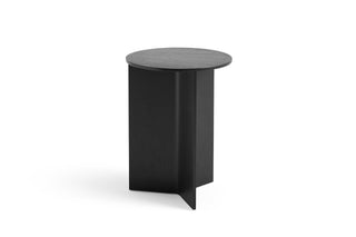 Slit Table Wood-Bijzettafels-HAY APS-Black water based lacquered oak-Round High-Buro International