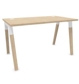 Vue de configuration du bureau Buronomic Dialogue à pied arqué en bois