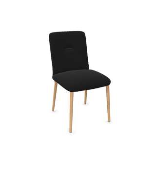 Mobitec Aura C0110 stoel in zwarte stof met houten poten, configuratieweergave