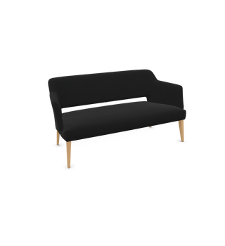 Mobitec Lena R0625 sofa in black fabric with wooden legs, configuration view