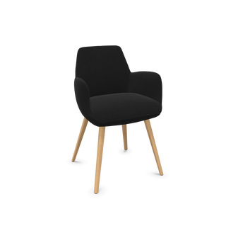Mobitec Mood 101 M0112 armchair in black fabric with wooden legs, configuration view