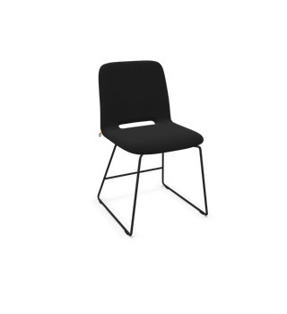 Chaise Mobitec Pamp C1010 en tissu noir, piètement luge noir, vue de configuration