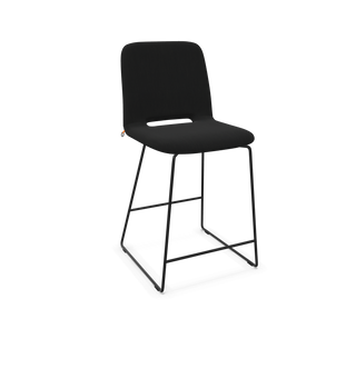 Tabouret de bar Mobitec Pamp C1510 en tissu noir, structure en métal noir, vue de configuration