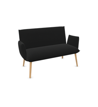 Banquette Mobitec Soft B2212 en tissu noir, pieds en bois, vue de configuration