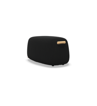 Mobitec Thalia R0710 pouf in black fabric with leather loop, configuration view
